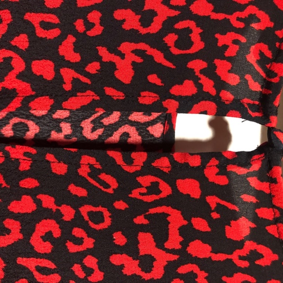 NWOT Zara Dress, Midi, red-black leopard print, size large - Picture 7 of 10